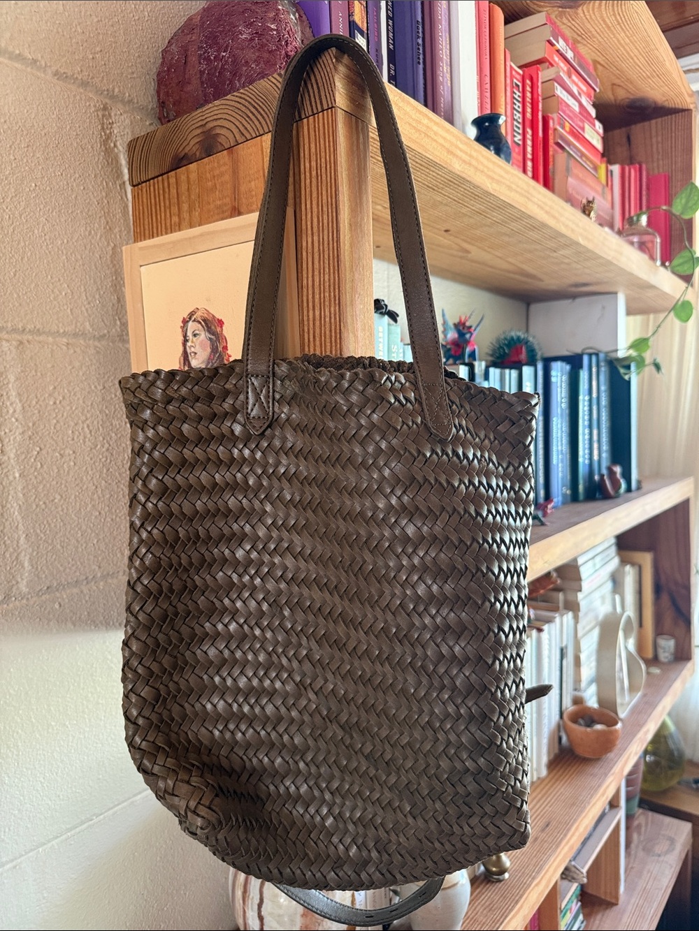 Madewell Woven Leather Tote Bag in Brown
